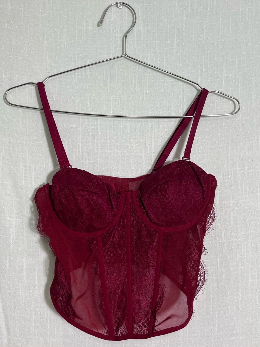 Faded Rose M Burgundy Lace Underwire Corset Bustier Top